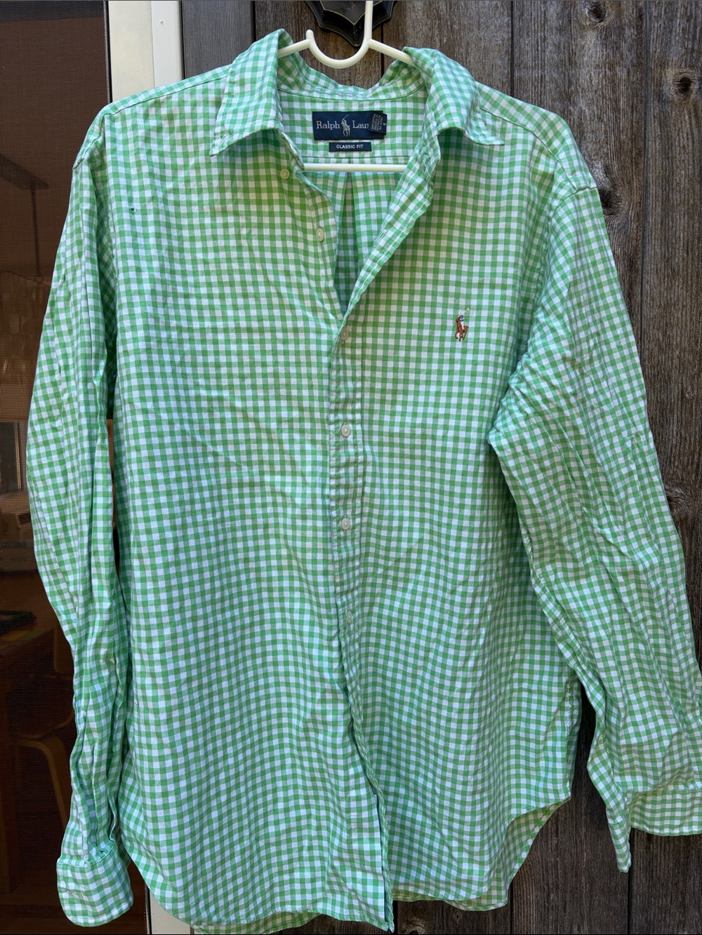 Ralph Lauren Light Green Gingham Button-Down Shirt - Classic Fit
